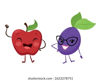 Collection of funny fruit characters	