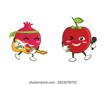 Collection of funny fruit characters	