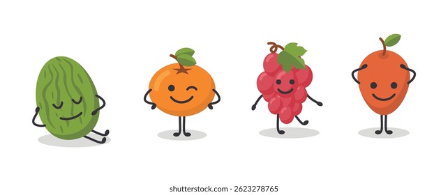 Collection of funny fruit characters	