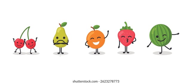Collection of funny fruit characters	