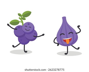 Collection of funny fruit characters	
