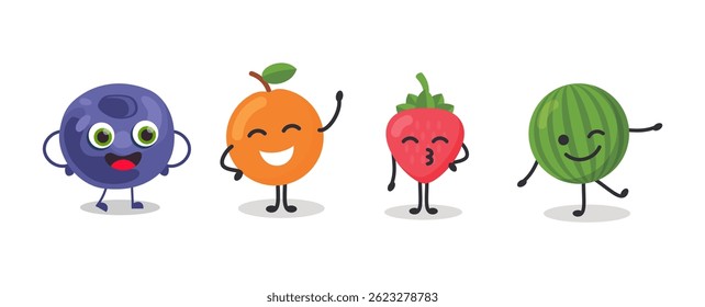 Collection of funny fruit characters	