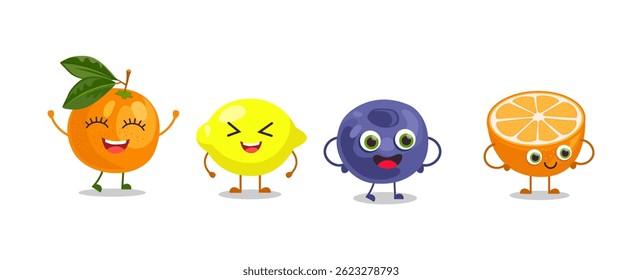 Collection of funny fruit characters	