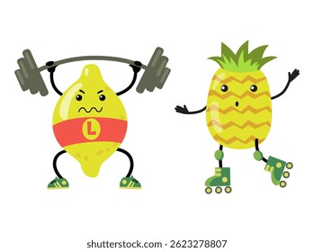 Collection of funny fruit characters	
