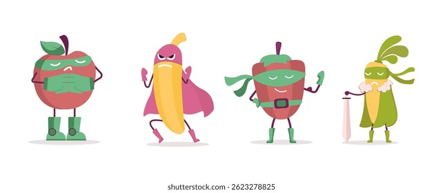 Collection of funny fruit characters	