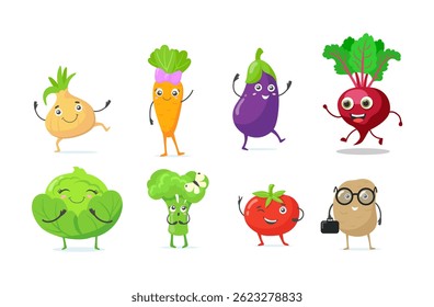 Collection of funny fruit characters	