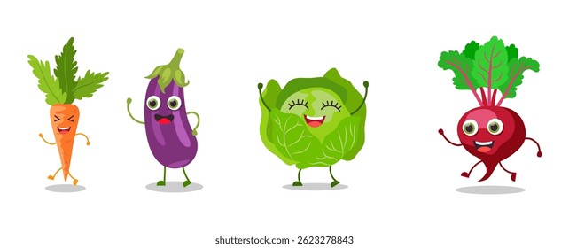 Collection of funny fruit characters	
