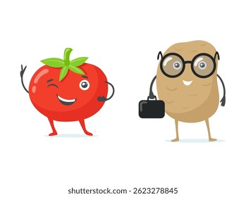 Collection of funny fruit characters	