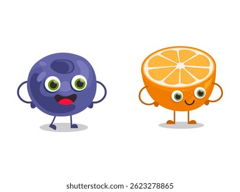 Collection of funny fruit characters	