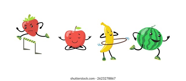 Collection of funny fruit characters	