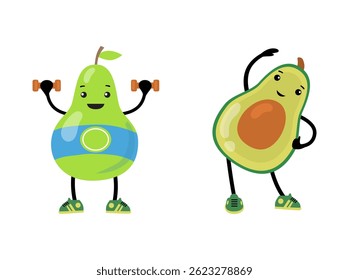 Collection of funny fruit characters	