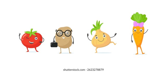Collection of funny fruit characters	