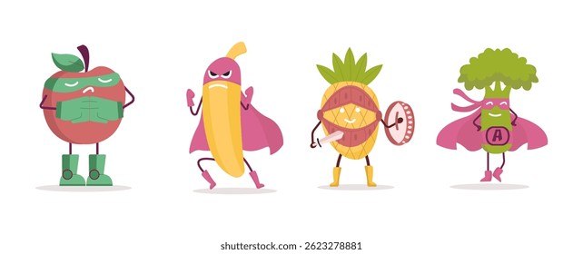 Collection of funny fruit characters	