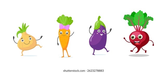 Collection of funny fruit characters	