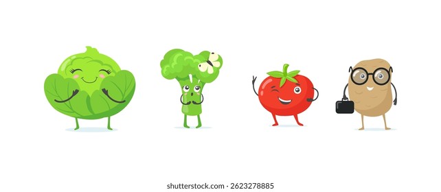 Collection of funny fruit characters	