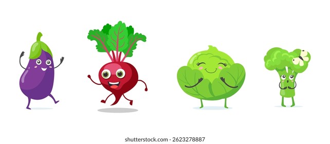 Collection of funny fruit characters	
