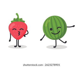 Collection of funny fruit characters	