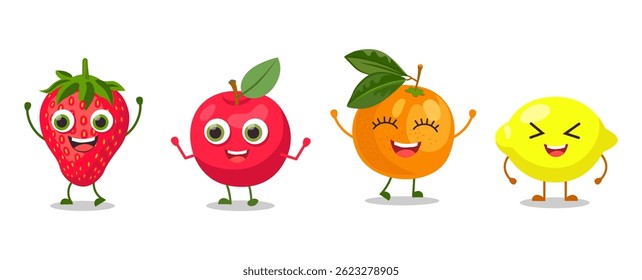 Collection of funny fruit characters	