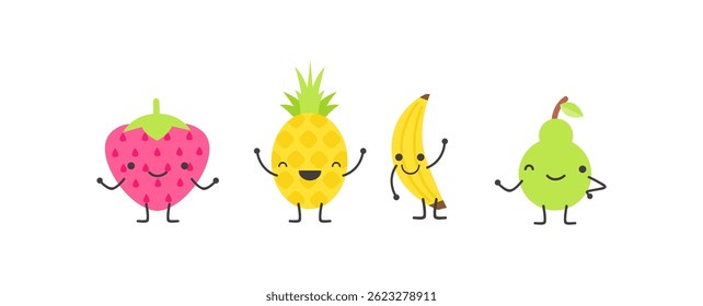 Collection of funny fruit characters	