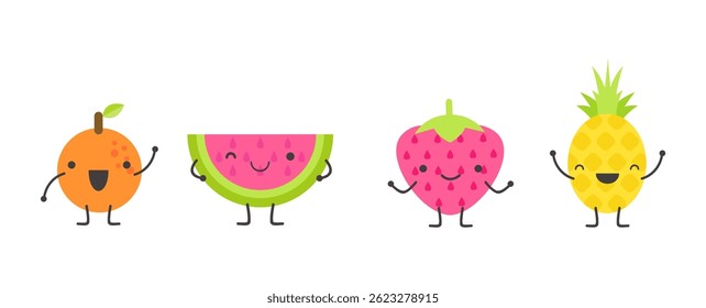 Collection of funny fruit characters	