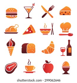 A collection of funny Icons regarding all type of foods and drinks