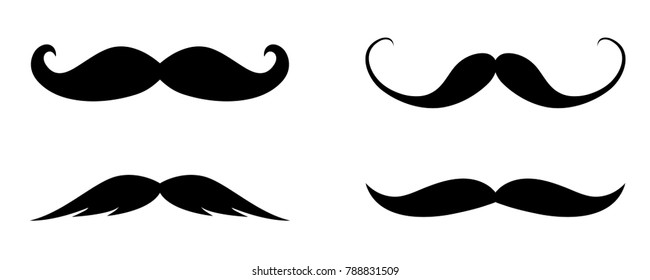 Collection of funny mustaches - barber shop or photo booth elements. Vector.