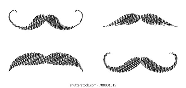 Collection of funny mustaches - barber shop or photo booth elements. Vector.