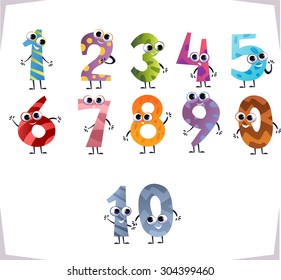 Collection of funny numbers for children.  Isolated on white background.