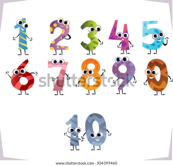 Collection Funny Numbers Children Isolated On Stock Vector (Royalty ...