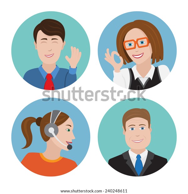 Collection Funny Office Avatars Stock Vector (Royalty Free) 240248611 ...