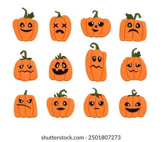 Colección de calabazas divertidas para el trabajo de los autores de diseño de Halloween