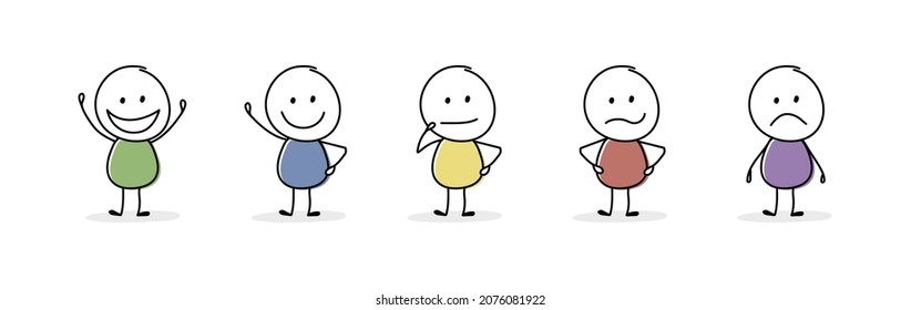 Collection of funny stickman showing gestures. Vector