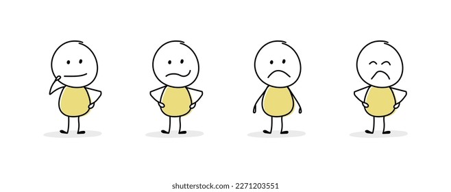 Collection of funny stickman showing gestures. Vector