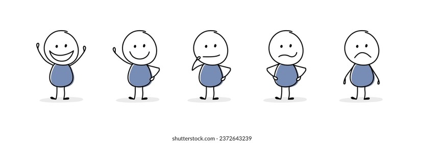 Collection of funny stickman showing gestures. Vector