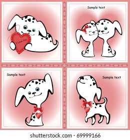 Collection of funny white puppies with a heart 3.