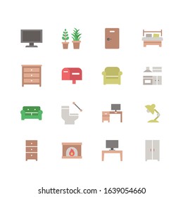 COLLECTION OF FURNITURE FLAT ICONS