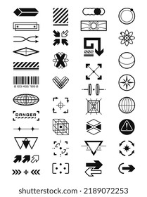 Collection of futuristic elements. Sci-Fi UI elements. Universal trendy geometric shapes. Statistics, data information infographic