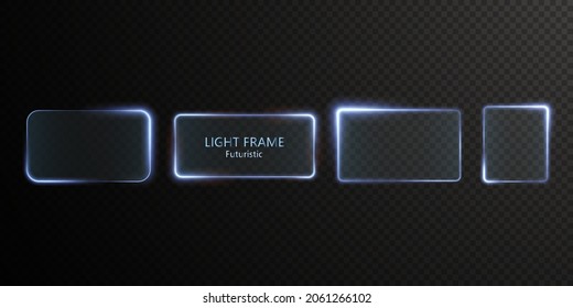 Collection of futuristic hud light blue frame. HUD PNG. Technological background. Light glass blue frames square, oval, rectangle, circle. HUD PNG.