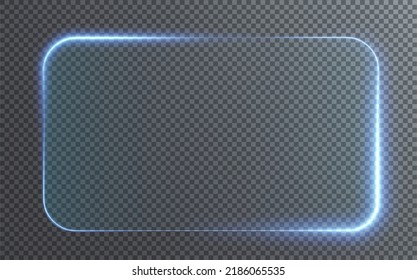 Collection of futuristic hud light blue frame. Technological background. Light glass blue frames square, oval, rectangle, circle. HUD PNG. Vector Illustration.