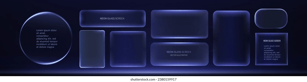  Collection of futuristic hud light blue frame powder size dust. Technological background. Light glass blue frames square, oval, rectangle, circle. HUD PNG. Vector Illustration.