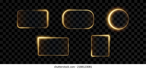 Collection of futuristic hud light gold frame. Technological background. Light pink frames square, oval, rectangle, circle. HUD 	