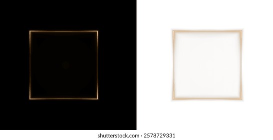 Collection of futuristic hud light gold frame. Technological background. Light glass gold frames square, oval, rectangle, circle. HUD PNG. Vector Illustration.	
