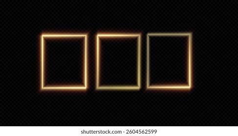  collection of futuristic HUD light gold frame designs.  picture shows a technological background. Light pink frames of different shapes. PNG