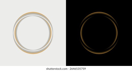 Coleção de moldura de ouro luz hud futurista. Contexto tecnológico. Quadros de ouro de vidro claro quadrado, oval, retângulo, círculo. HUD PNG. Ilustração de vetor. 