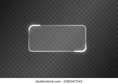 Collection of futuristic hud light white frame. Technological background. Light glass white frames square, oval, rectangle, circle. HUD PNG. Vector Illustration.
