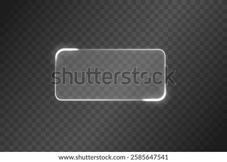Collection of futuristic hud light white frame. Technological background. Light glass white frames square, oval, rectangle, circle. HUD PNG. Vector Illustration.