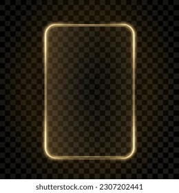  Collection of futuristic hud light yellow frame. Technological background. Light glass gold frames square, oval, star, rectangle, circle. HUD PNG. Vector Illustration.