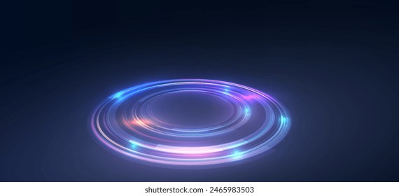 Collection of futuristic hud podiums or portals blue or neon HUD PNG. Technological background. Light glass circles, lines, table, HUD platform PNG.	
