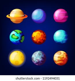 A collection of futuristic, realistic planets. Set of realistic planets for space banners, templates and backgrounds.