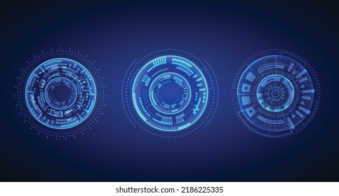 Collection futuristic technology circle shapes HUD elements for Graphic Motion. Vector illustration